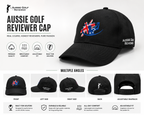 Aussie Golf Reviewer cap multiple angles and product features infographic