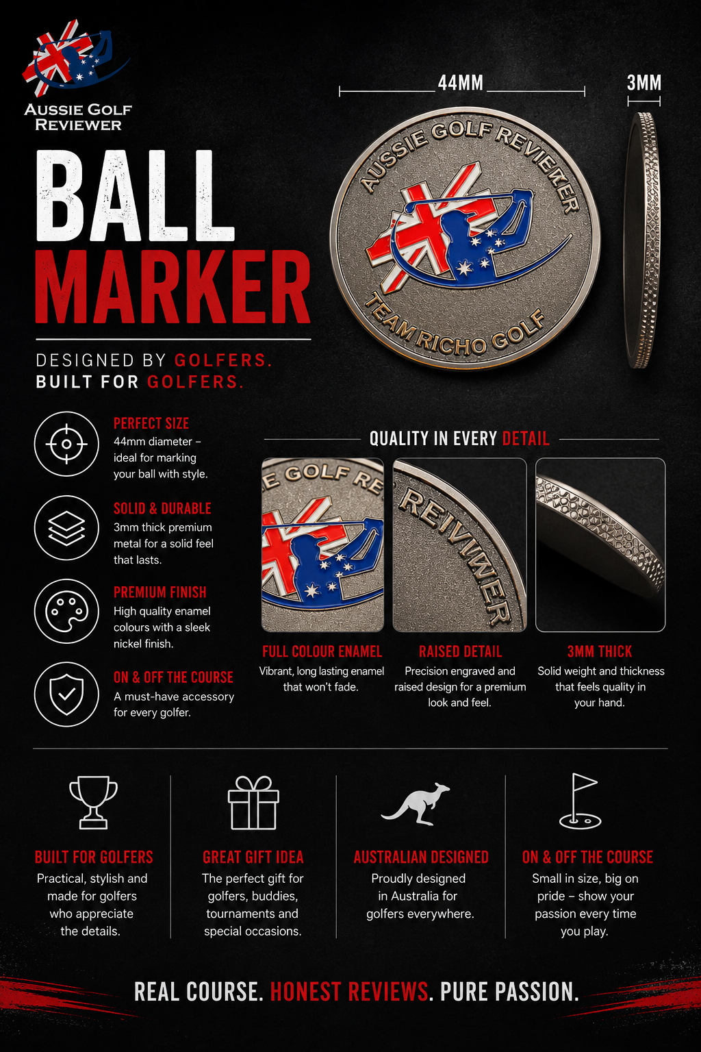 Aussie Golf Reviewer Coin Ball Marker