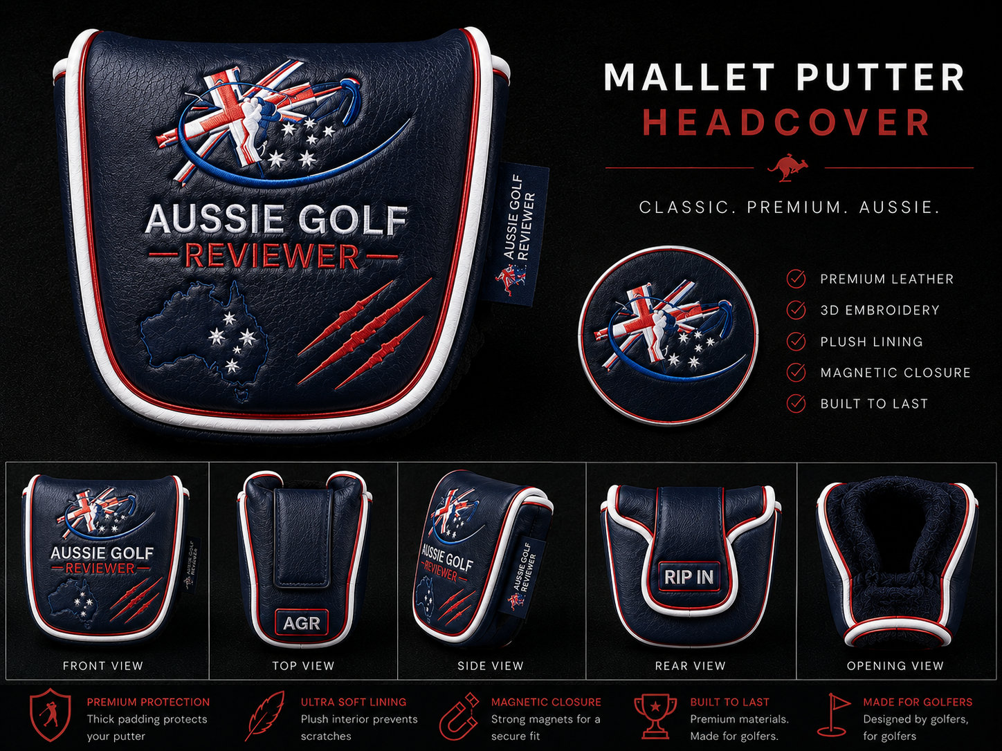 Aussie Golf Reviewer classic mallet putter cover product image